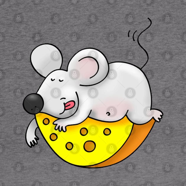 I Dream of Cheese - Funny Mouse Sleeping on Cheese by CoolFactorMerch
